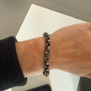 david yurman Men's sterling Silver Bracelet with pave black diamonds